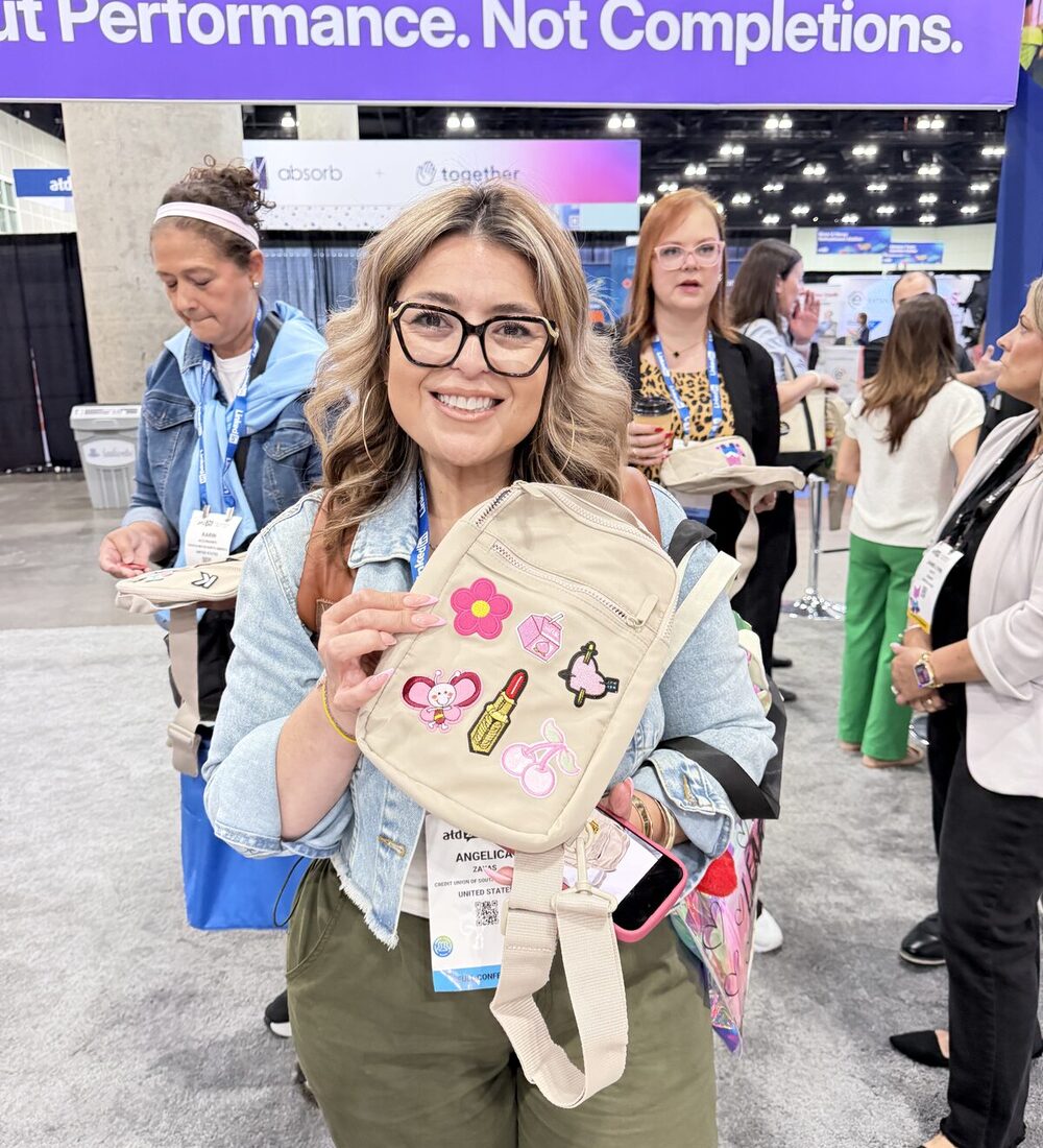 Guest collecting custom-printed swag straight off the press at an event