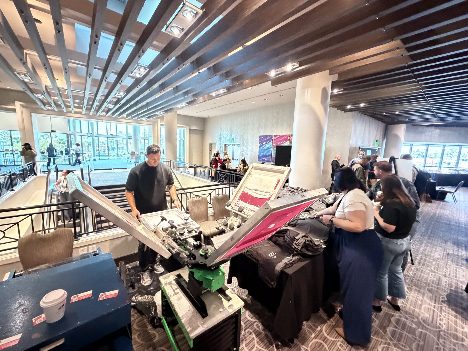 Live printing station running inside a hotel conference space